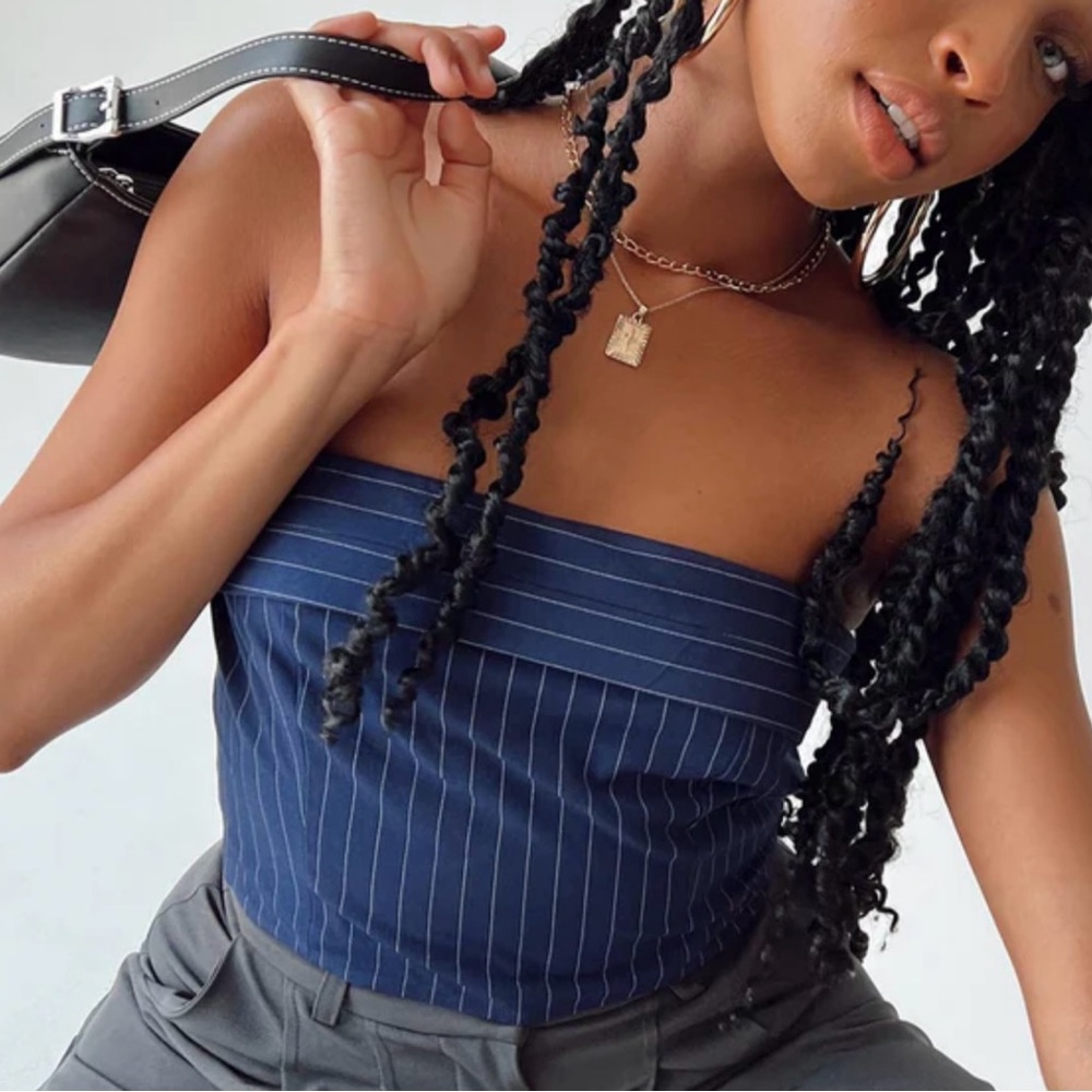 Princess Polly Navy Strapless Top